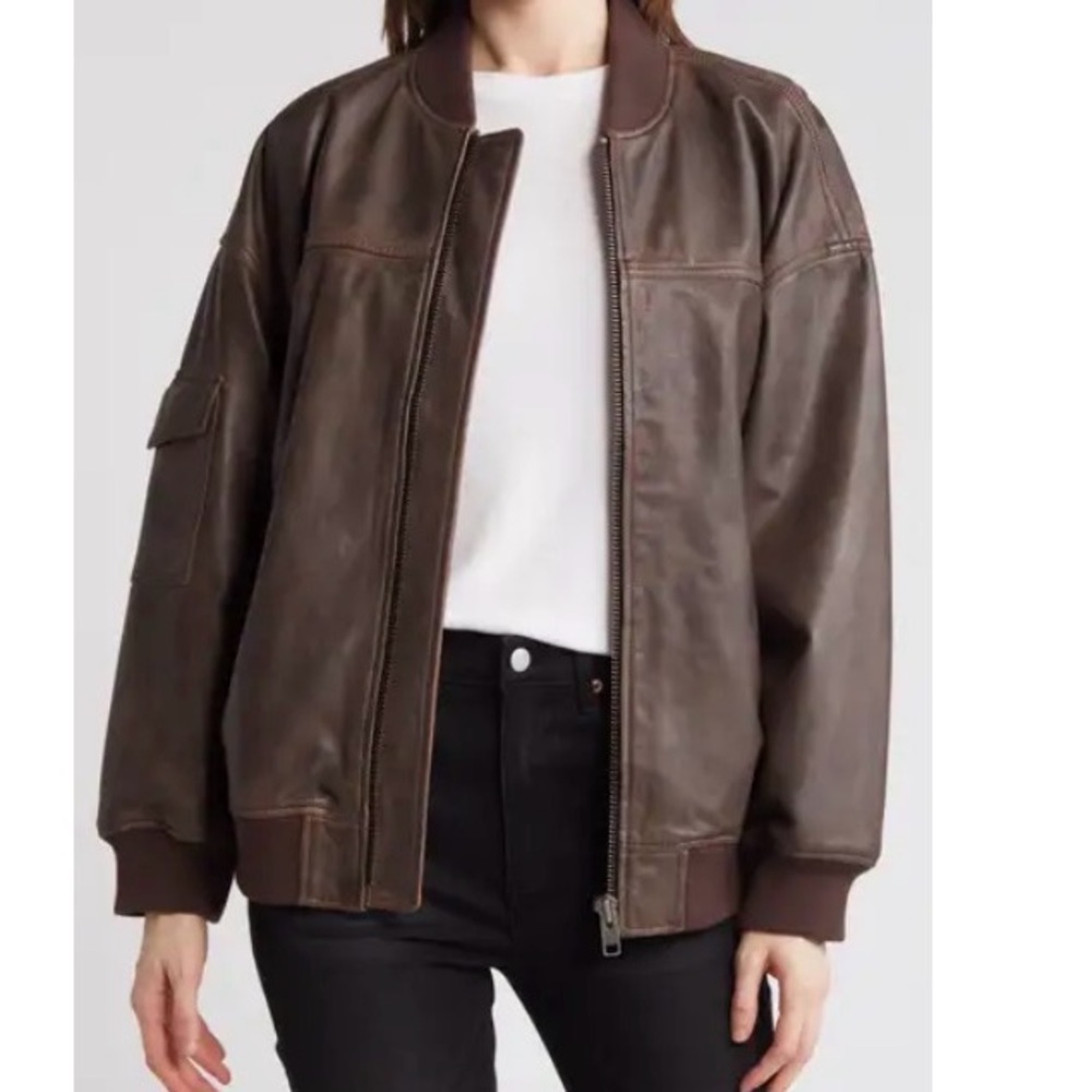 Nordstrom Dark Brown Bomber Jacket XL